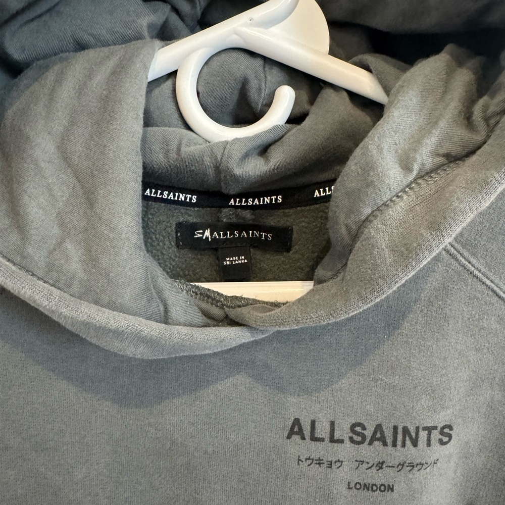 AllSaints Gray Hoodie zip up back medium